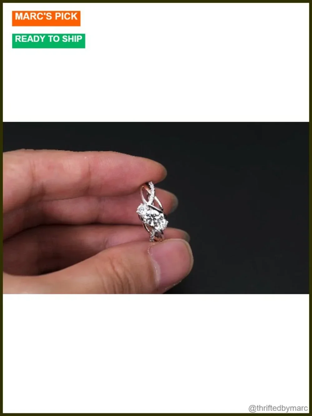 3 Stone Moissanite Engagement Ring Platinum Plated Silver